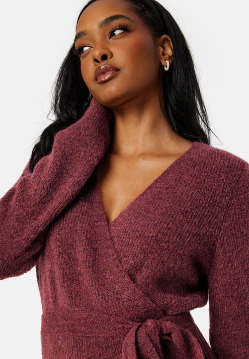Pieces Ellen LS Wrap Knit Dress