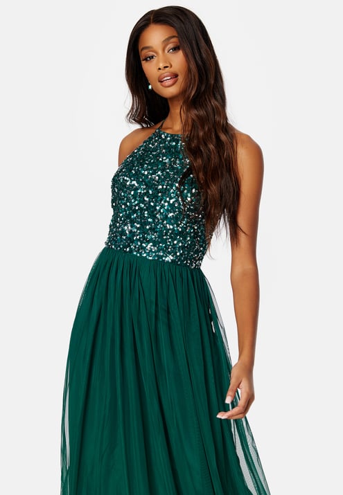 AngelEye High Neck Sequin Maxi Dress