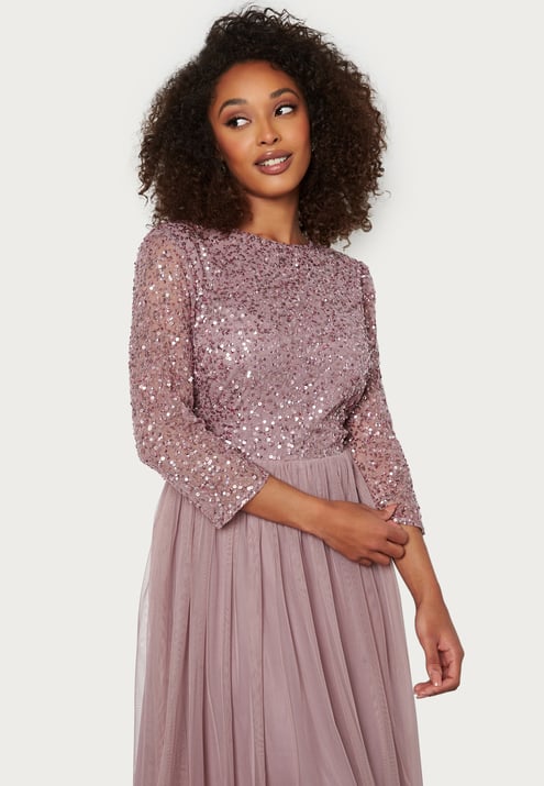 AngelEye Sequin Bodice Mid Dress
