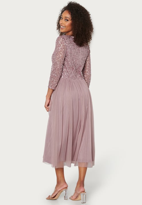 AngelEye Sequin Bodice Mid Dress