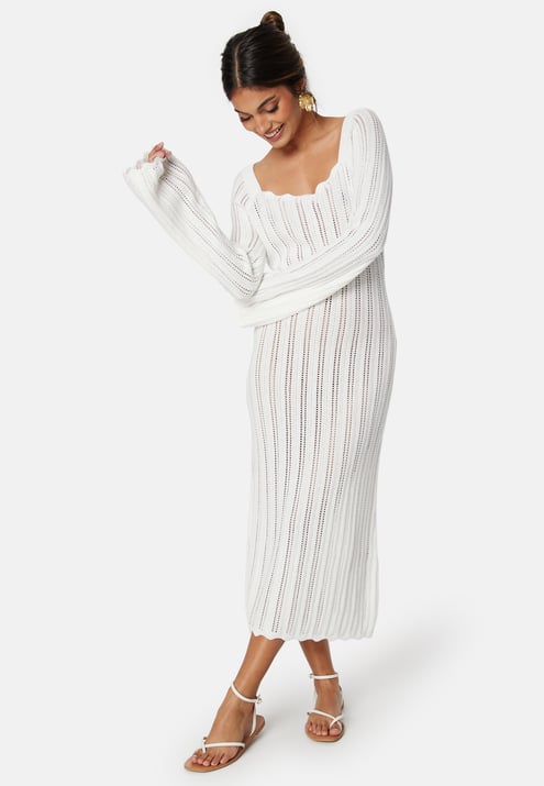 BUBBLEROOM Boat Neck Structure Knitted Dress