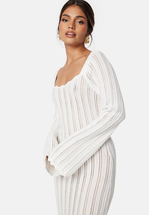 BUBBLEROOM Boat Neck Structure Knitted Dress