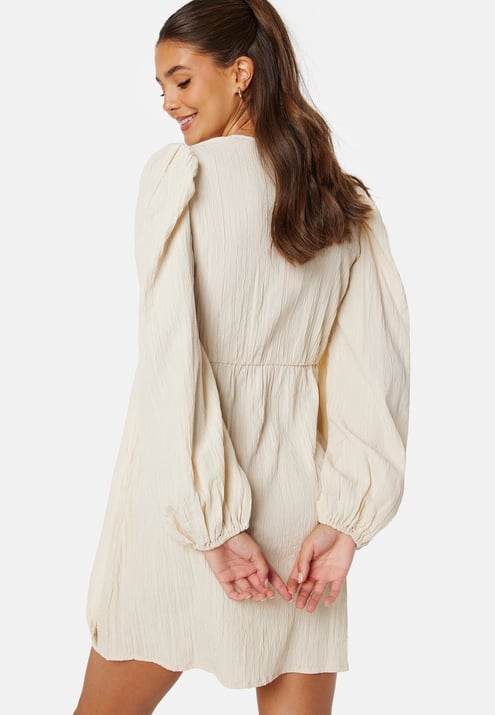 BUBBLEROOM Balloon Sleeve Structured Wrap Dress