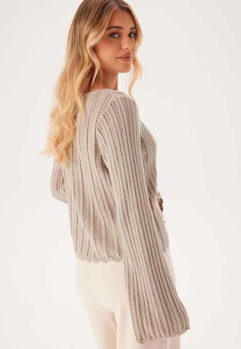 BUBBLEROOM Boat Neck Structure Knitted Sweater