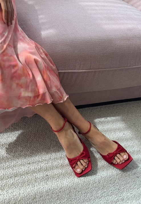BUBBLEROOM Bow Low heel Strap Sandal