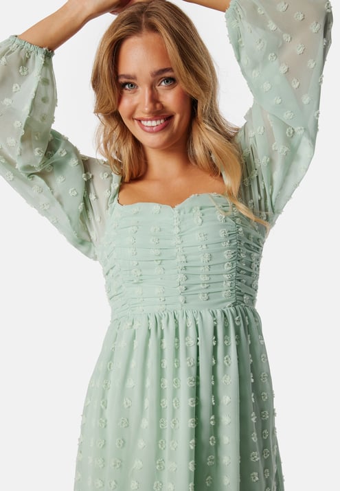 BUBBLEROOM Dobby Dot Ruched  Dress
