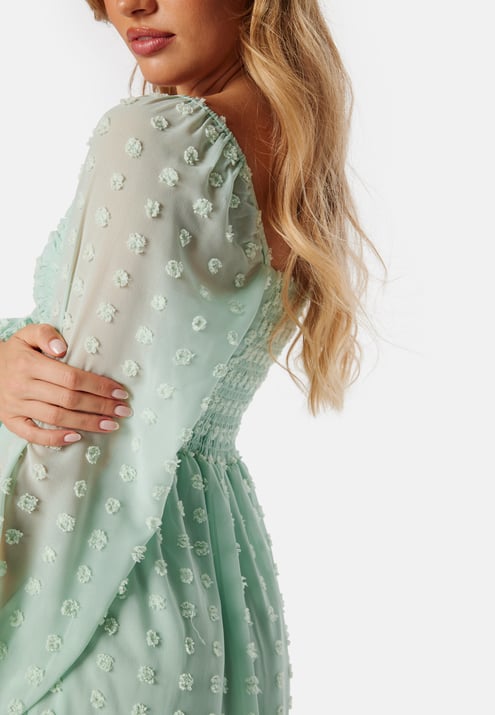 BUBBLEROOM Dobby Dot Ruched  Dress