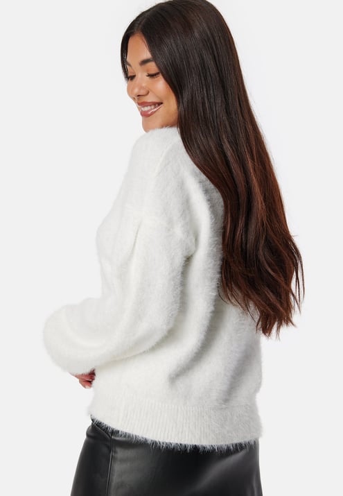 BUBBLEROOM Fluffy Knitted Pearl Cardigan