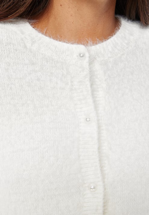 BUBBLEROOM Fluffy Knitted Pearl Cardigan