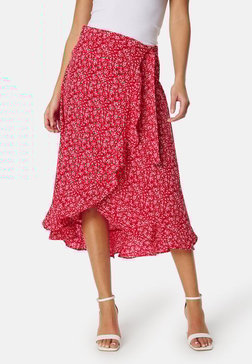 BUBBLEROOM Flounce Midi Wrap Skirt