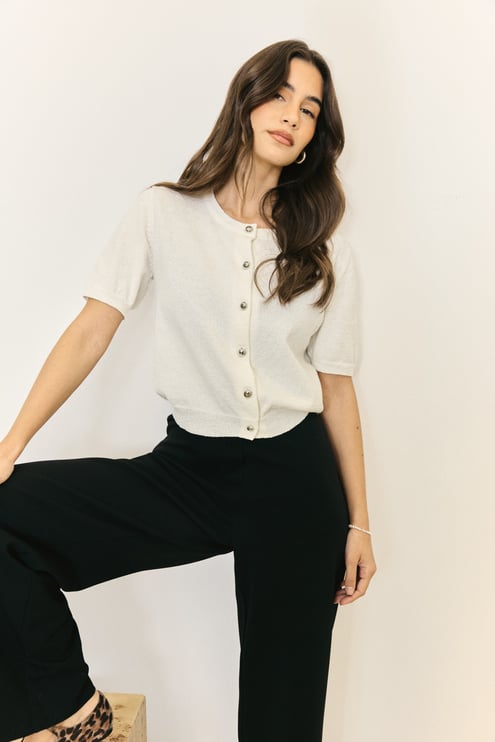 BUBBLEROOM Knitted Short Sleeve Cardigan