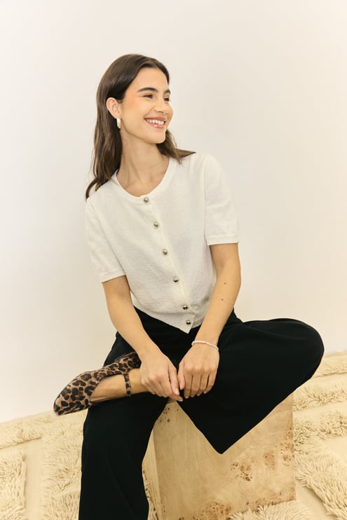BUBBLEROOM Knitted Short Sleeve Cardigan