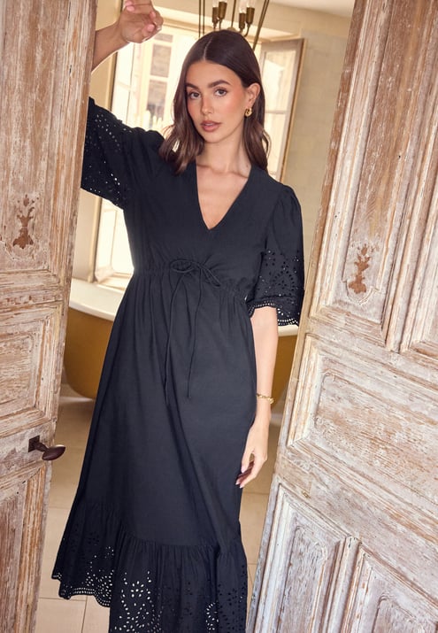 BUBBLEROOM Midi Broderie Anglaise Dress