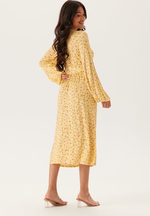 BUBBLEROOM Soft Midi Button Volume Sleeve Dress