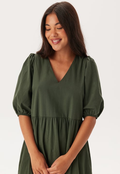 BUBBLEROOM Midi Puff Sleeve Dress