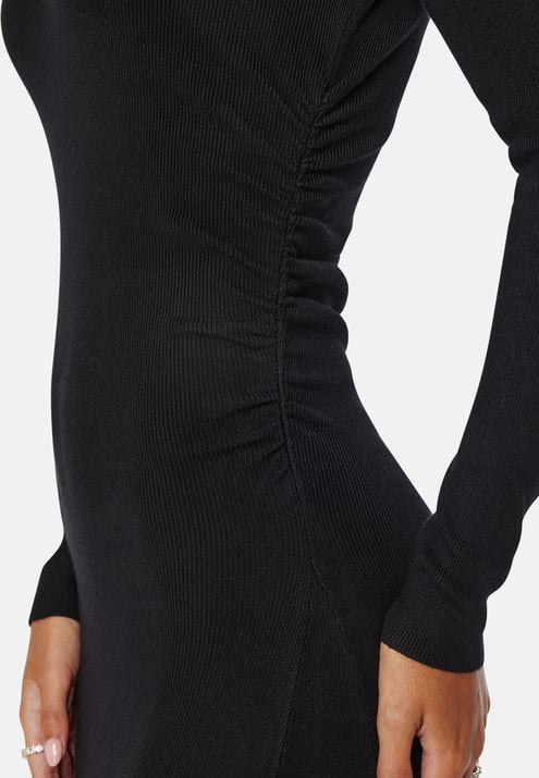BUBBLEROOM Knitted Rouched Midi Dress