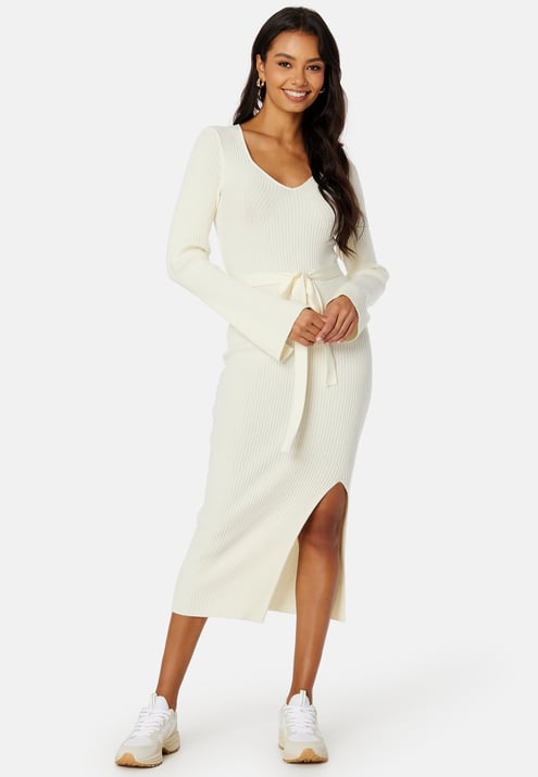 BUBBLEROOM Slit Knitted Midi Dress