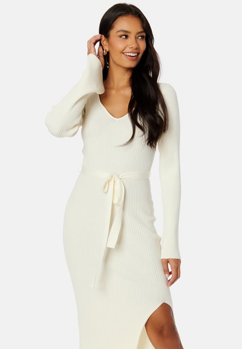 BUBBLEROOM Slit Knitted Midi Dress