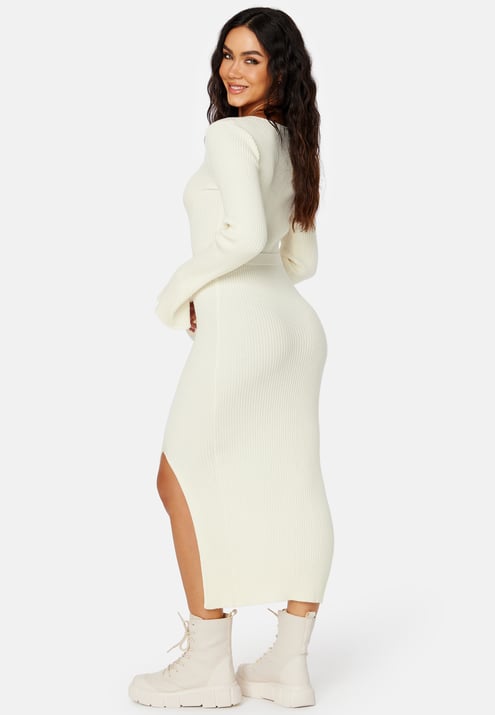 BUBBLEROOM Slit Knitted Midi Dress