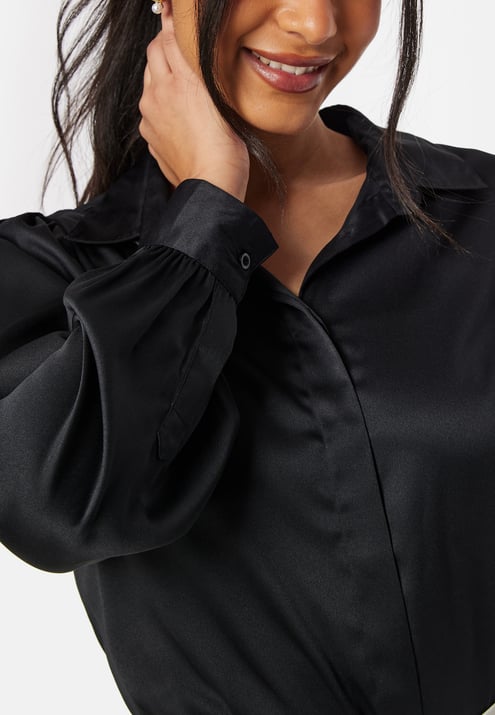 BUBBLEROOM Satin Puff Sleeve Shirt