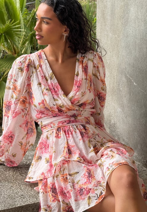 Bubbleroom Occasion Balloon Sleeve Short Flounce Dress