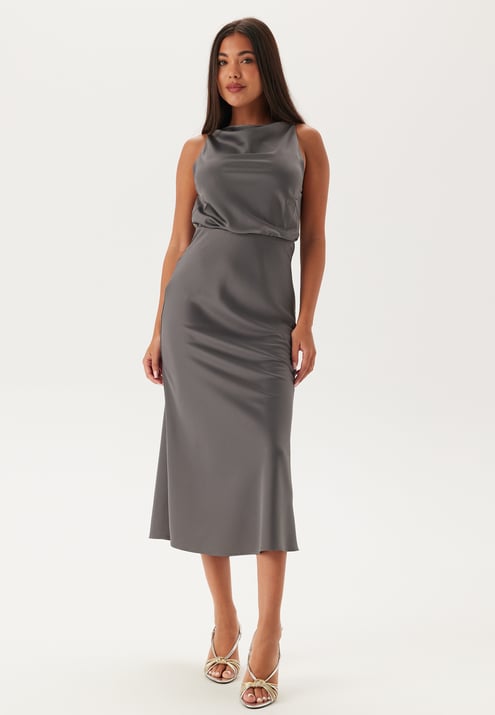 Bubbleroom Occasion Cowl Neck Satin Midi Dress