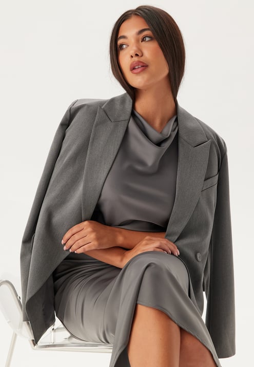 Bubbleroom Occasion Cowl Neck Satin Midi Dress