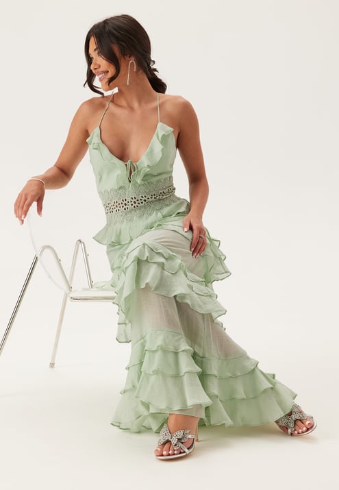 Bubbleroom Occasion Crochet Waist Flounce Maxi Dress