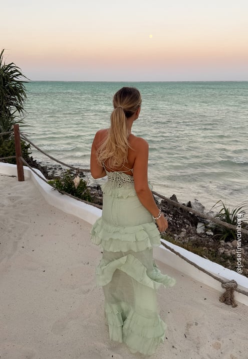 Bubbleroom Occasion Crochet Waist Flounce Maxi Dress