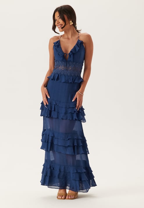 Bubbleroom Occasion Crochet Waist Flounce Maxi Dress