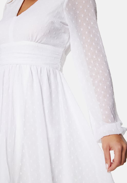 Bubbleroom Occasion Dotted Tie Back L/S Chiffon Dress