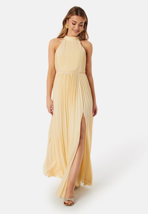 Bubbleroom Occasion Pleated Halter Neck Gown