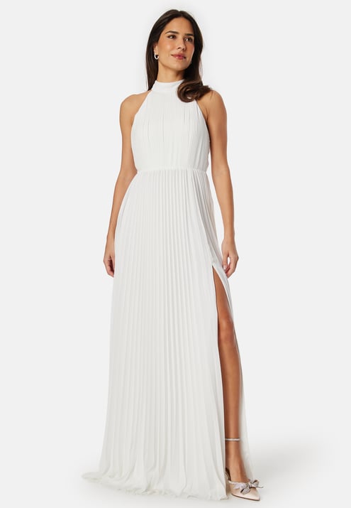 Bubbleroom Occasion Pleated Halter Neck Wedding  Gown