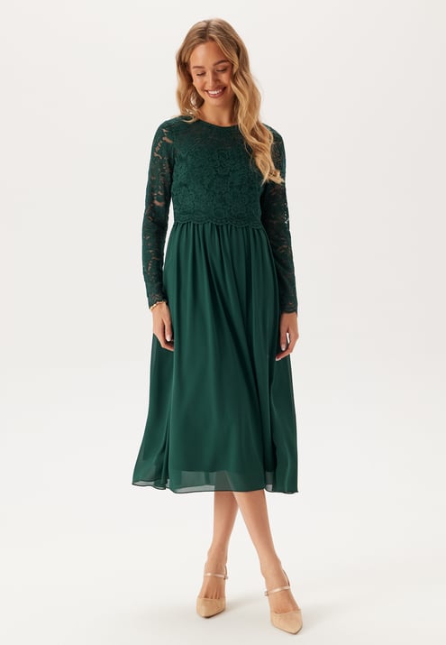 Bubbleroom Occasion Lace Long Sleeve Midi Dress