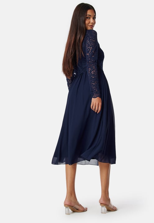 Bubbleroom Occasion Lace Long Sleeve Midi Dress
