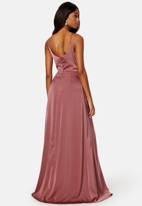 Bubbleroom Occasion Waterfall High Slit Satin Gown