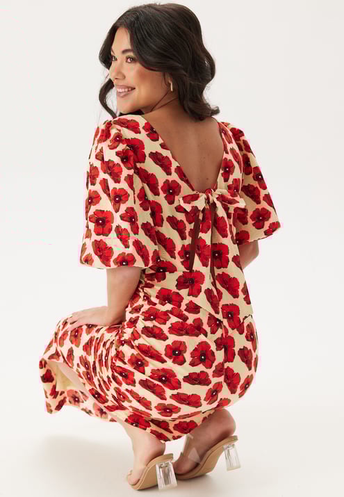 Bubbleroom Occasion Puff Sleeve Bow Midi Dress