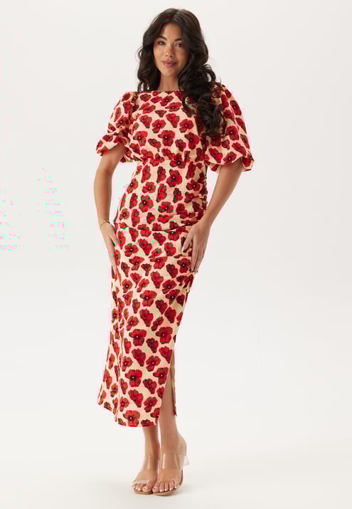 Bubbleroom Occasion Puff Sleeve Bow Midi Dress