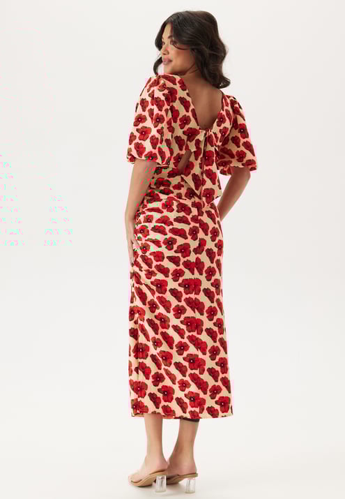 Bubbleroom Occasion Puff Sleeve Bow Midi Dress