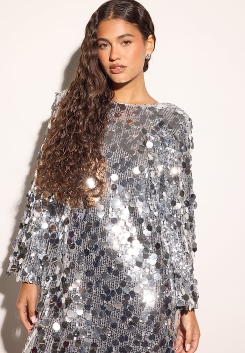 Bubbleroom Occasion Sequin Bow A-Line Dress