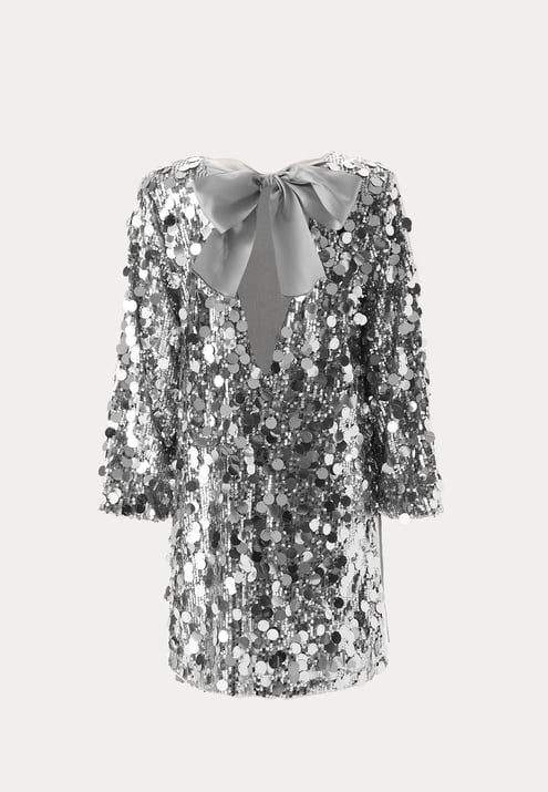 Bubbleroom Occasion Sequin Bow A-Line Dress