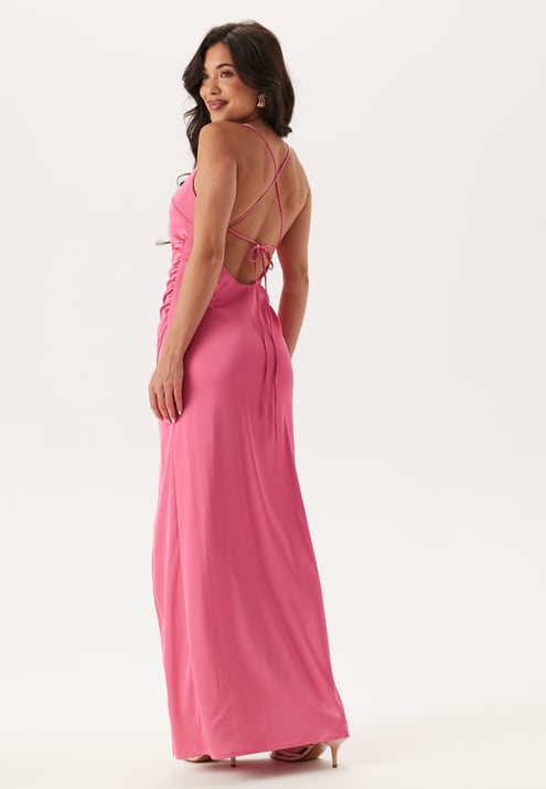 Bubbleroom Occasion Tie Back Satin Gown