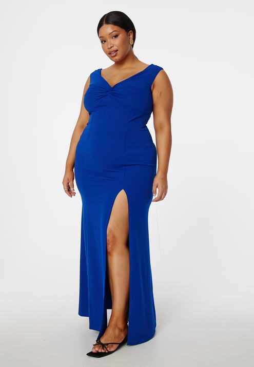 Bubbleroom Occasion Twist Off Shoulder Gown
