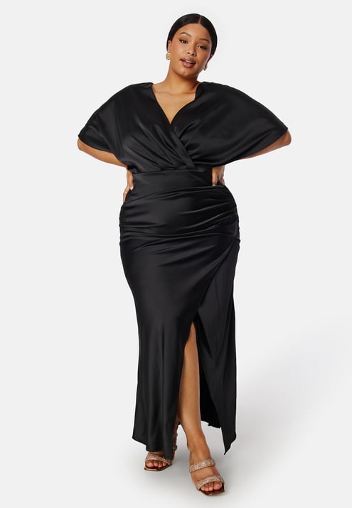 Bubbleroom Occasion Wrap Satin Gown
