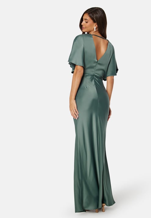 Bubbleroom Occasion Wrap Satin Gown