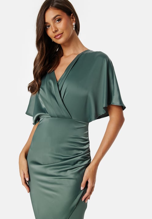 Bubbleroom Occasion Wrap Satin Gown