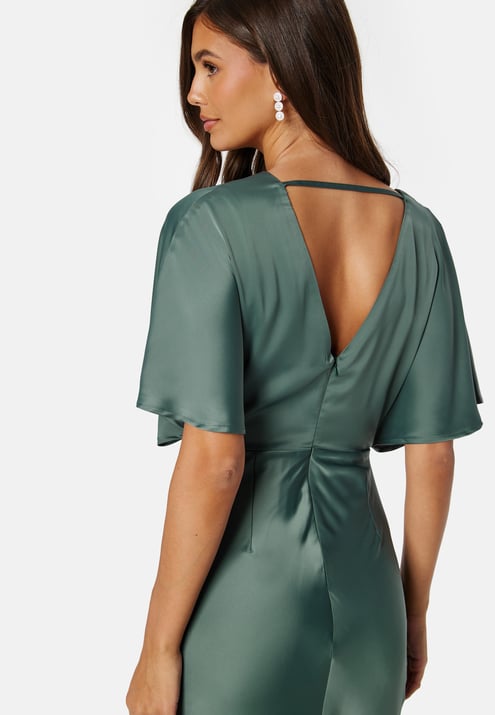Bubbleroom Occasion Wrap Satin Gown
