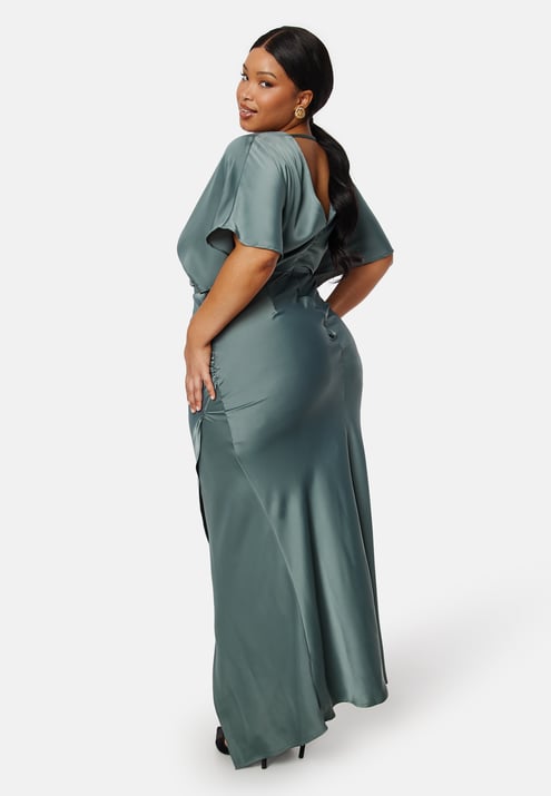 Bubbleroom Occasion Wrap Satin Gown