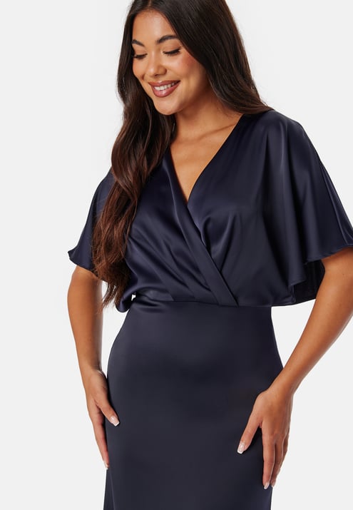 Bubbleroom Occasion Wrap Satin Midi Dress