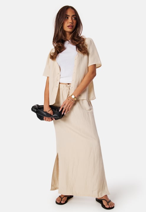 BUBBLEROOM Linen Blend Maxi Skirt